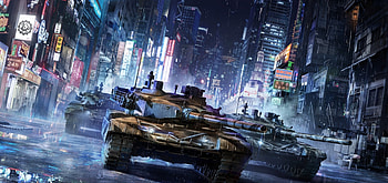Tanks, military, city, night, buildings HD wallpaper
