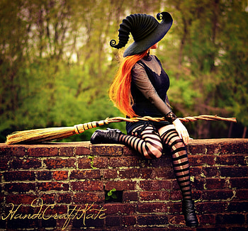 Witch, halloween, model, hat, girl HD wallpaper