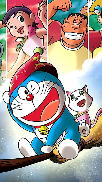 Doraemon, mii chan, cartoon, enjoying HD phone wallpaper