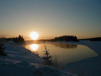 Sunrise, sky, water, lake, early HD wallpaper