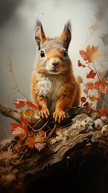 Autumn Red Squirrel HD phone wallpaper