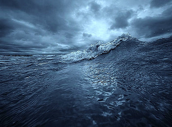 The wave, blue, rolling, clouds, sky, wave, ocean, motion HD wallpaper