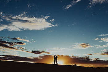 Sunset, Love, Couple, Pair, Silhouettes, Romance, Embrace HD wallpaper