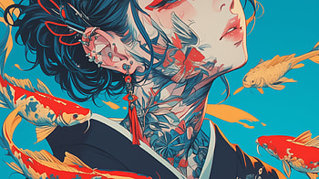 Woman Anime - Koi, Anime, Anime Girl, Koi, AI Art HD wallpaper