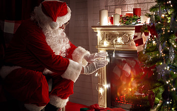 Santa, craciun, christmas, red, fire HD wallpaper