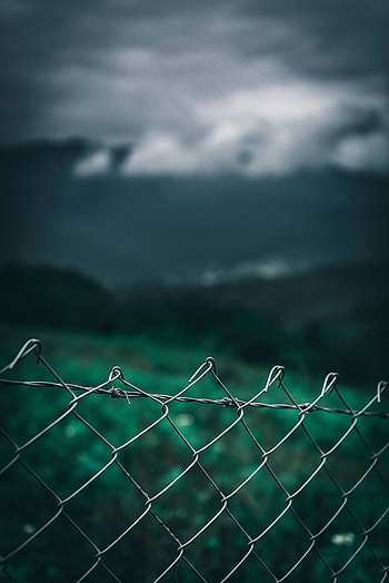 Grass, Sky, Clouds, Miscellanea, Miscellaneous, Blur, Smooth, Grid, Fence HD phone wallpaper