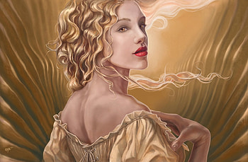 Elena, golden, blonde, troia, girl, beauty, hand, fantasy, luminos HD wallpaper