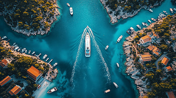 Azur Lake - Boat, landscape, boat, AI Art HD wallpaper