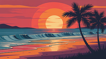 Beach, Palm Tree, Ocean, Wave, Ocean Waves HD wallpaper