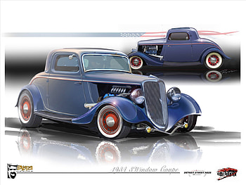 Cool 34 Ford, blue, classic, window, coupe HD wallpaper
