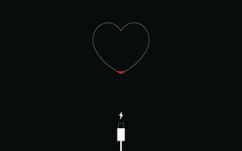 Less Battery Minimalism, computer, love, heart, minimalism HD wallpaper