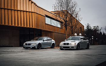 BMW M3 F80, silver sports coupe, BMW M3 E46, M3 evolution, E46 tuning, F80 tuning, German cars, BMW HD wallpaper
