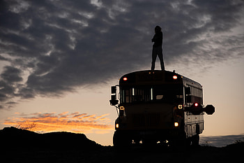Sunset, Dark, Silhouette, Human, Person, Loneliness, Bus, Triumph HD wallpaper