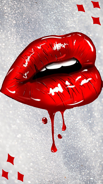 Dripping Lips, red, diamonds, sparkle HD phone wallpaper