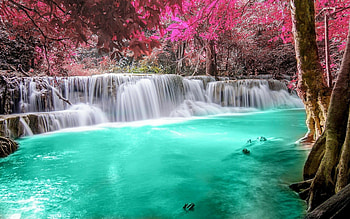 Huay Mae Khamin, Waterfalls HD wallpaper