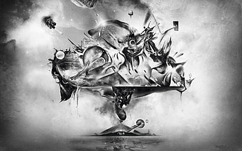 Abstract, Fantasy, Art, , Drawing, Bw, Chb, Explosion HD wallpaper