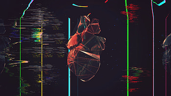Black red heart, Glitch art, Abstract polygon, Low poly art HD wallpaper