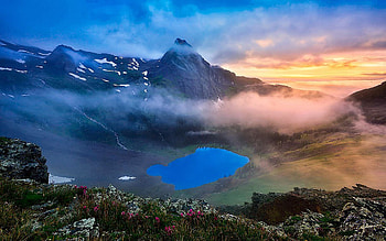 Colorado Paradise, San Juan Mountain, landscape, clouds, trees, sky, lake, sunset, usa HD wallpaper