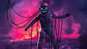 Astronaut Fake Smile In Hell , astronaut, mask, artist, artwork, digital-art HD wallpaper
