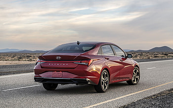 2021, Hyundai Elantra, rear view, exterior, red sedan, new red Elantra, Korean cars, Hyundai HD wallpaper
