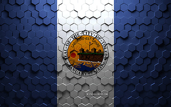 Flag of Toledo, Ohio, honeycomb art, Toledo hexagons flag, Toledo, 3d hexagons art, Toledo flag HD wallpaper