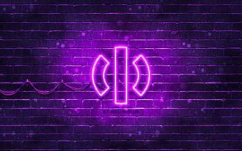 HiPhi violet logo, , violet brickwall, HiPhi logo, cars brands, HiPhi neon logo, HiPhi HD wallpaper