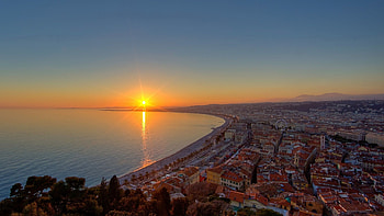 Cities, Sunset, Sea, City, Building, View From Above HD wallpaper