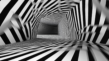 Infinite Depth: Black & White Geometric 3D, geometric art, Black & White, 3D HD wallpaper