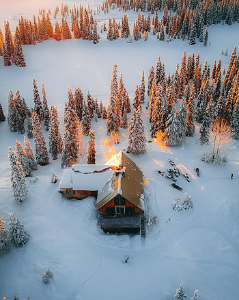 Aerial view, winter, house HD phone wallpaper