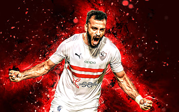 Marwan Hamdi, , 2021, egyptian footballers, Zamalek FC, Egyptian Premier League, soccer, football, red neon lights, Zamalek SC, Marwan Hamdi Zamalek, Marwan Hamdi HD wallpaper