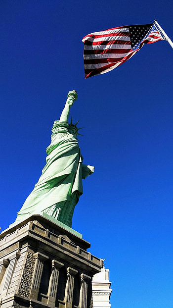 American flag, Statue of Liberty HD phone wallpaper
