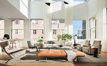 stylish apartment, Manhattan, living room, gray sofas in the living room, stylish modern interior, idea for a living room HD wallpaper