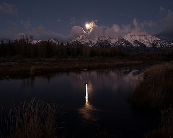 Schwabachers Landing at Night, night, sky, moon, lake HD wallpaper