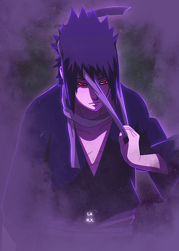sasuke, naruto, electric blue, magenta, itachi, dark, smoke, larx, anime, dope HD phone wallpaper