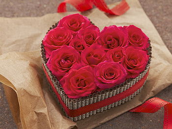 Roses heart, roses, 3d, love, red, flowers, heart, nice HD wallpaper