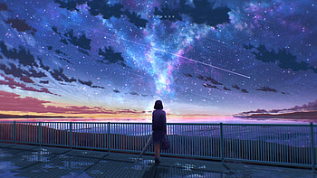 Woman watching sunset, art HD wallpaper