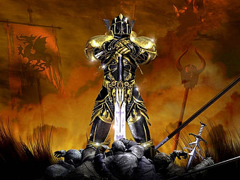 knight, flag, sword, armour HD wallpaper