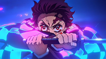 Tanjiro Kamado Blue Background Demon Slayer Kimetsu no Yaiba HD wallpaper