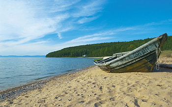 Nature, Rivers, Trees, Sand, Shore, Bank, Forest, Boat, Siberia HD wallpaper