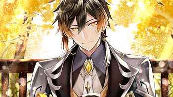 Yellow Eyes Zhongli Genshin Impact HD wallpaper