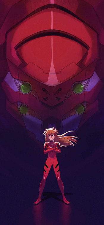Asuka and Eva 02, Neon Genesis Evangelion HD phone wallpaper