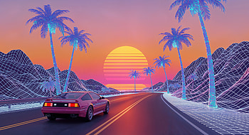 Outrun: A Stunning Ultra Adventure, Outrun, retro, car, palm tree HD wallpaper
