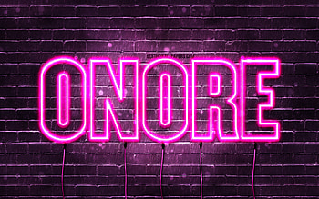 Onore, , with names, female names, Onore name, purple neon lights, Onore Birtay, Happy Birtay Onore, popular italian female names, with Onore name HD wallpaper