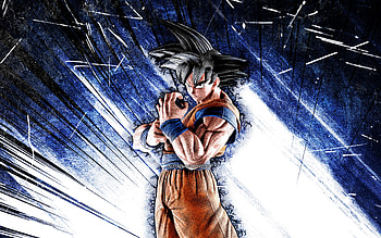 Son Goku Black, grunge art, DBZ, Dragon Ball Z, Son Goku DBZ, blue abstract rays, Son Goku , Dragon Ball Z Goku HD wallpaper