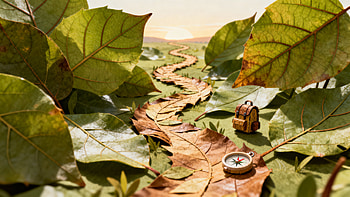 Leaf Path Adventure — Travel, Travel, Leaf, Compass, Backpack, Path HD wallpaper
