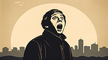 Surprised Expression Ultra – Striking Urban Sunset Scene, surprised, man, cityscape HD wallpaper