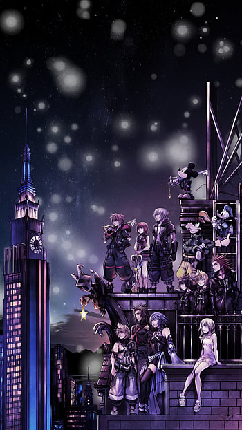 Kingdom Hearts Sora & Mickey Nightscape, video game, Kingdom Hearts, Sora (Kingdom Hearts), Mickey Mouse HD phone wallpaper