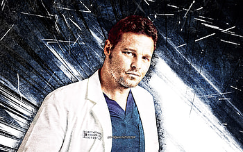 Justin Chambers, grunge art, american actor, movie stars, american celebrity, blue abstract rays, Justin Chambers HD wallpaper