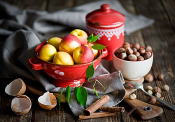 *** Delicious Composition ***, peaches, fruits, jar, food HD wallpaper