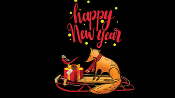 Happy Firefox New Year, sled, new year, winter, holiday, 2022, Firefox, fox HD wallpaper